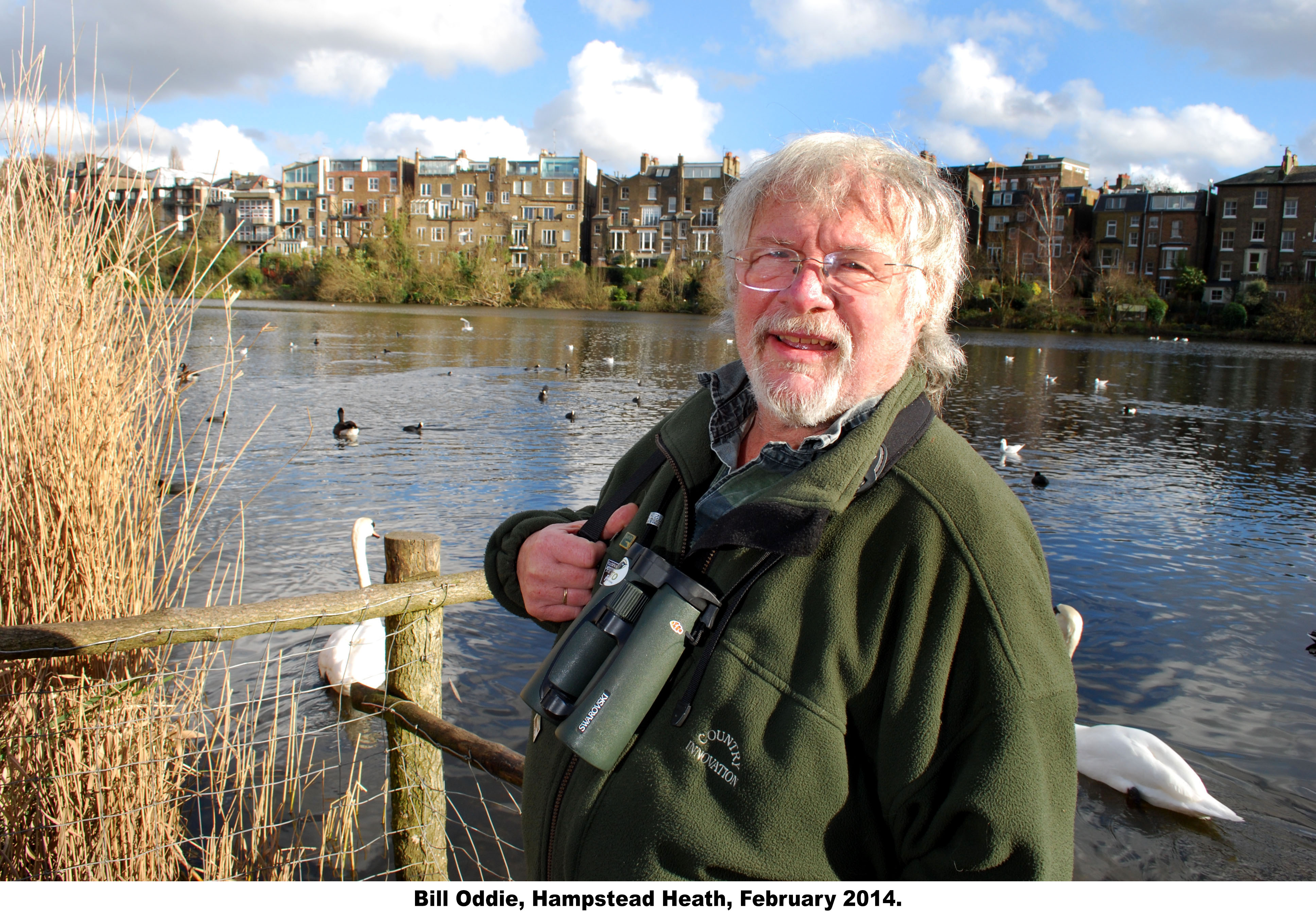 Bill Oddie by pond