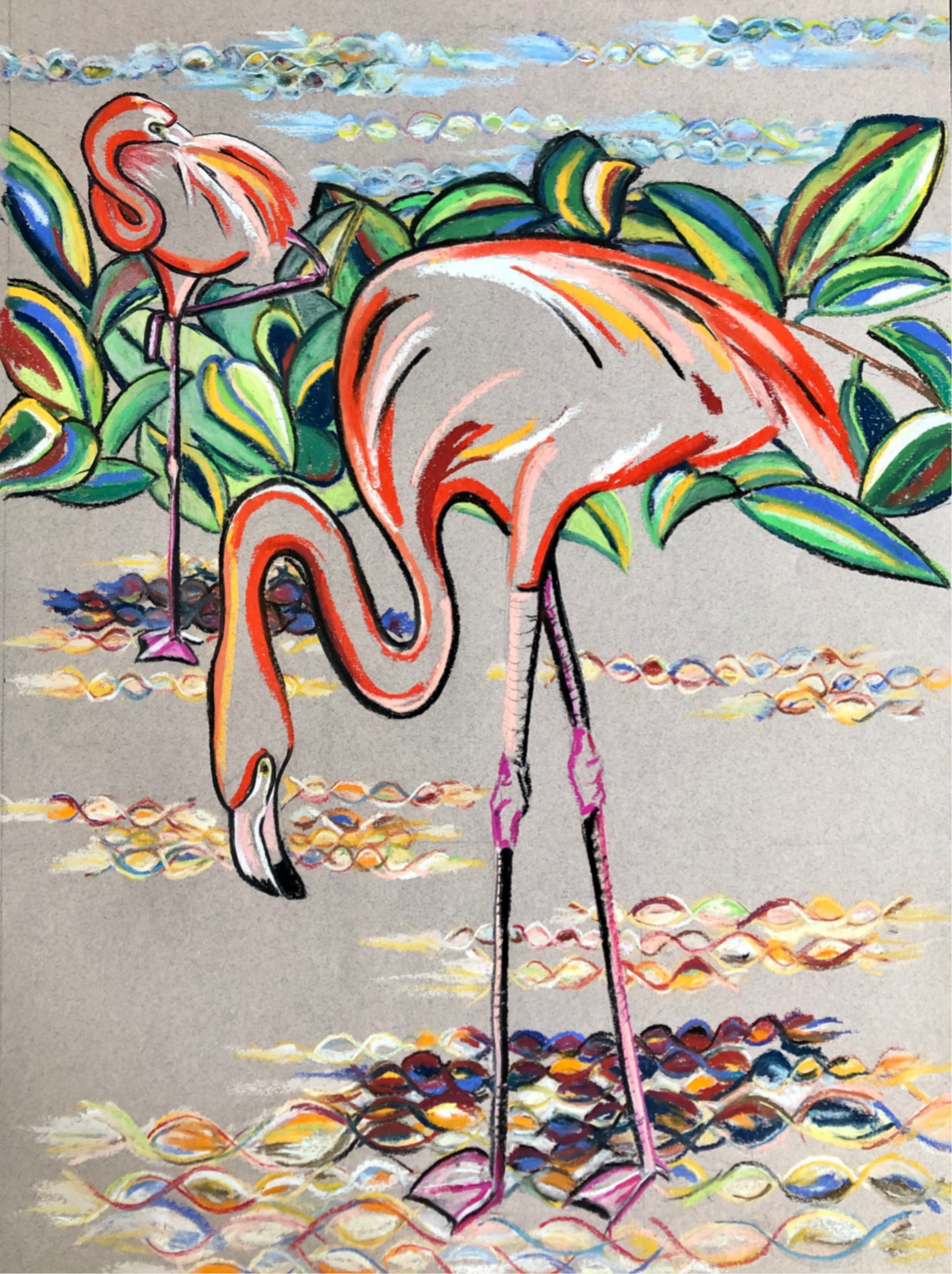 soft pastel work by Sara - Time for Flocktails