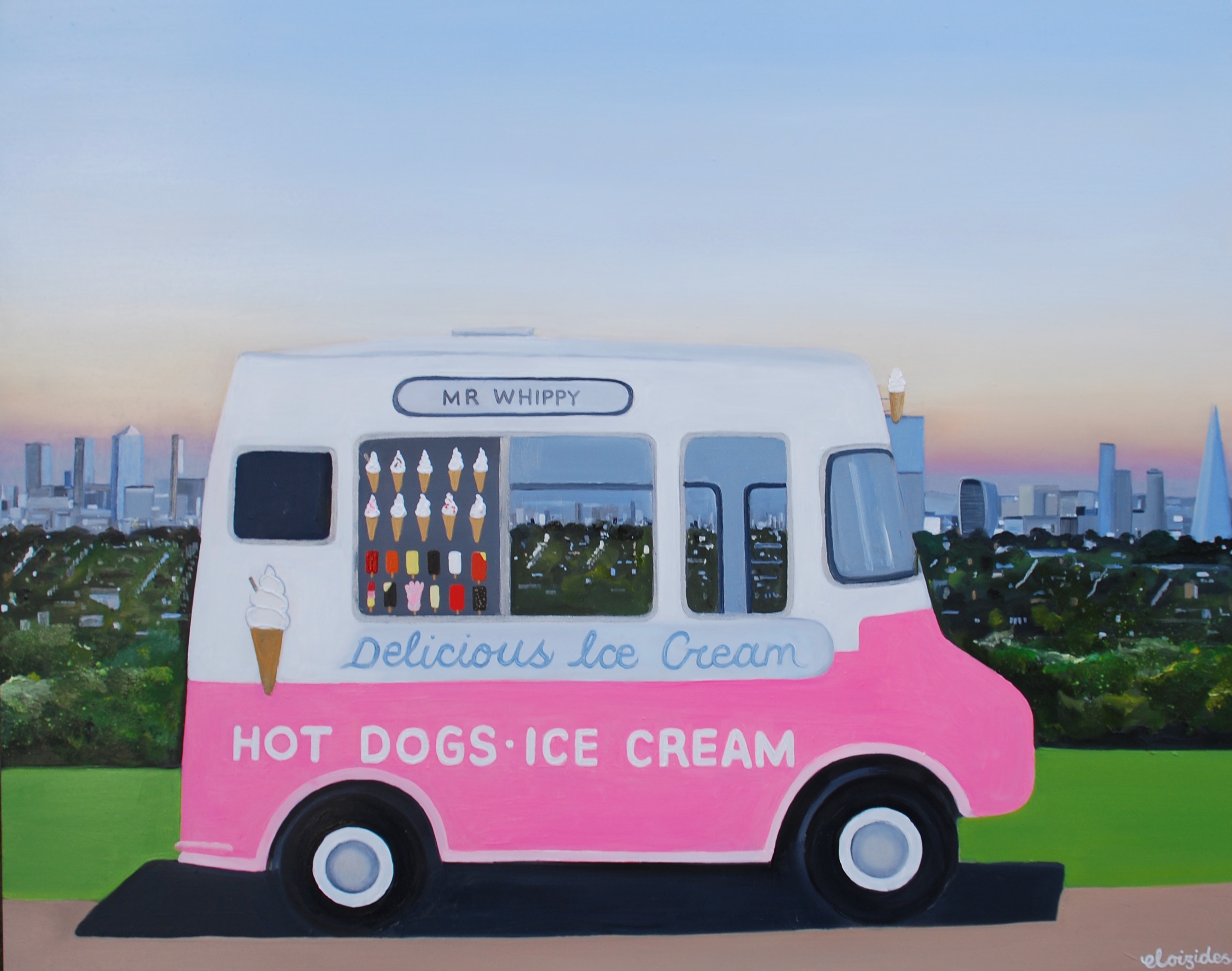 Painting of ice cream van