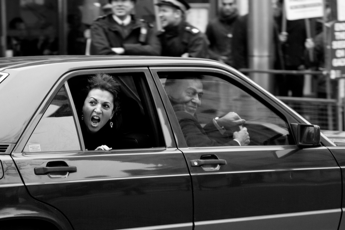 Drive by protester