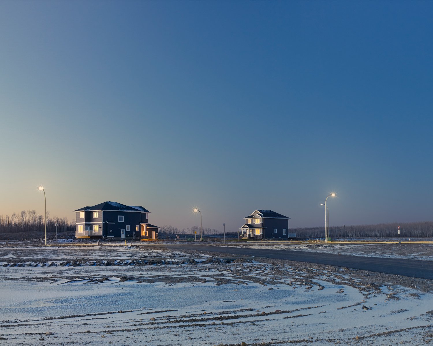 photograph of buildings at twilight