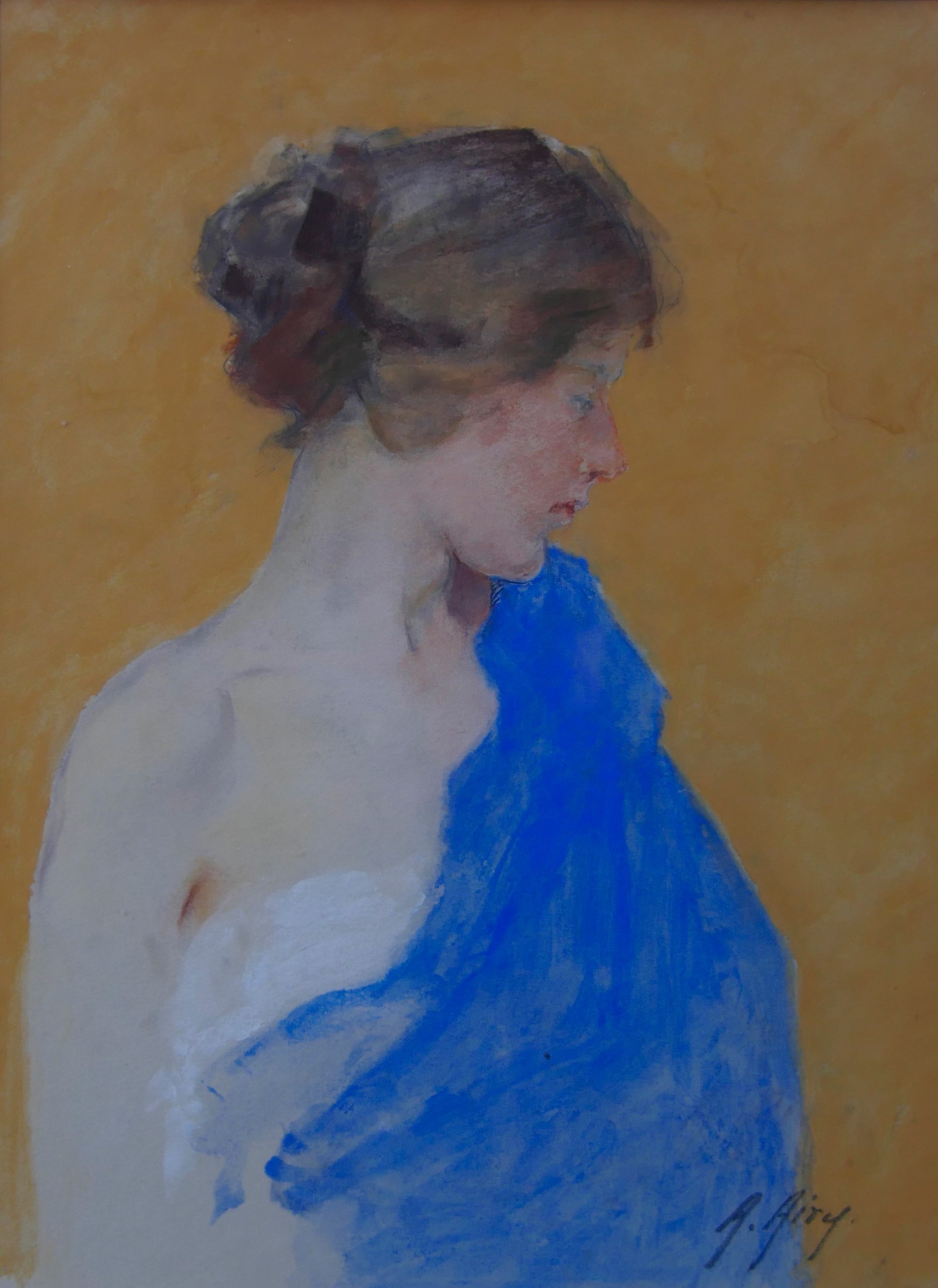Anna Airy 'Portrait of a Girl with a Blue Drape'