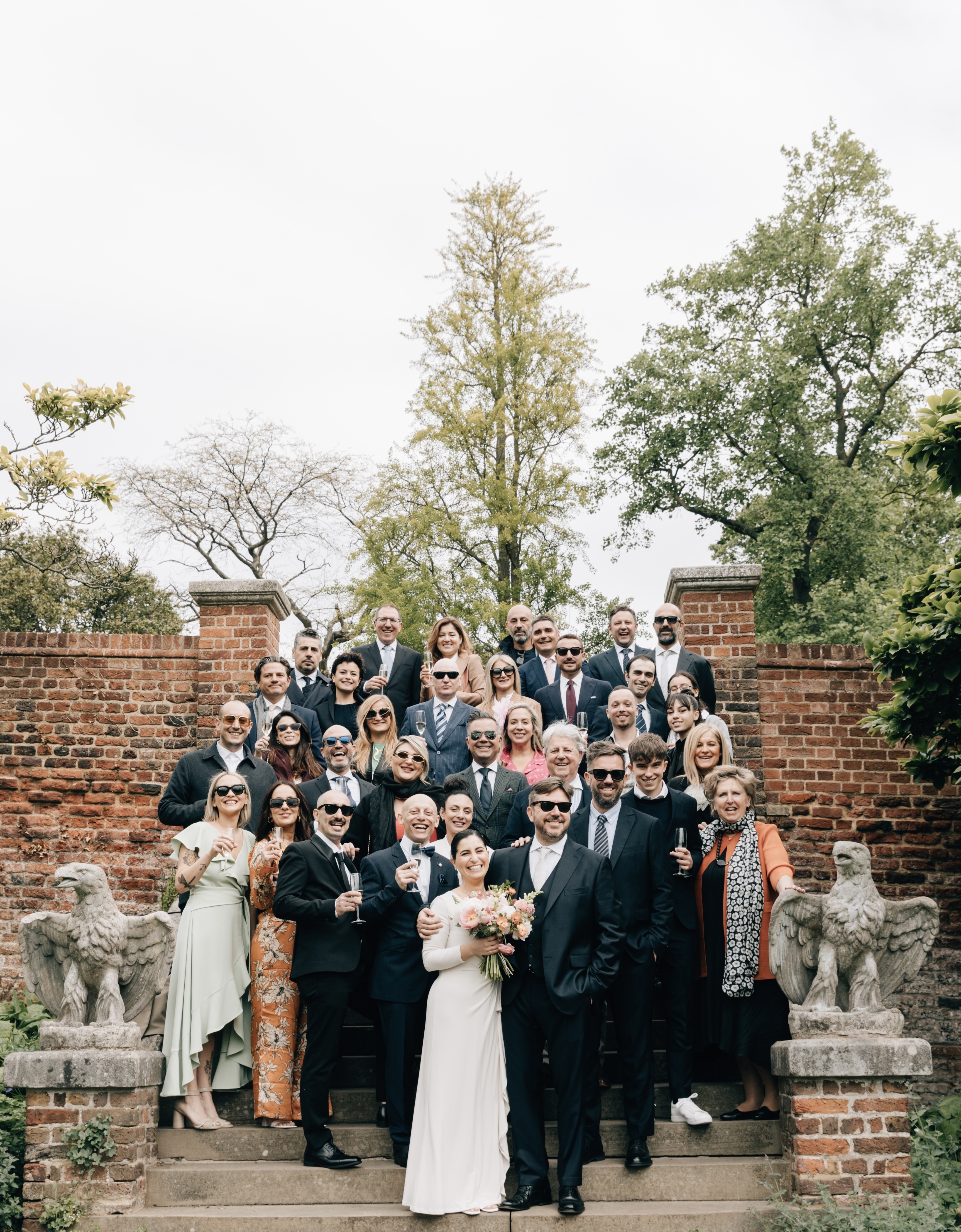 group photo in front of the Eagle steps D & L