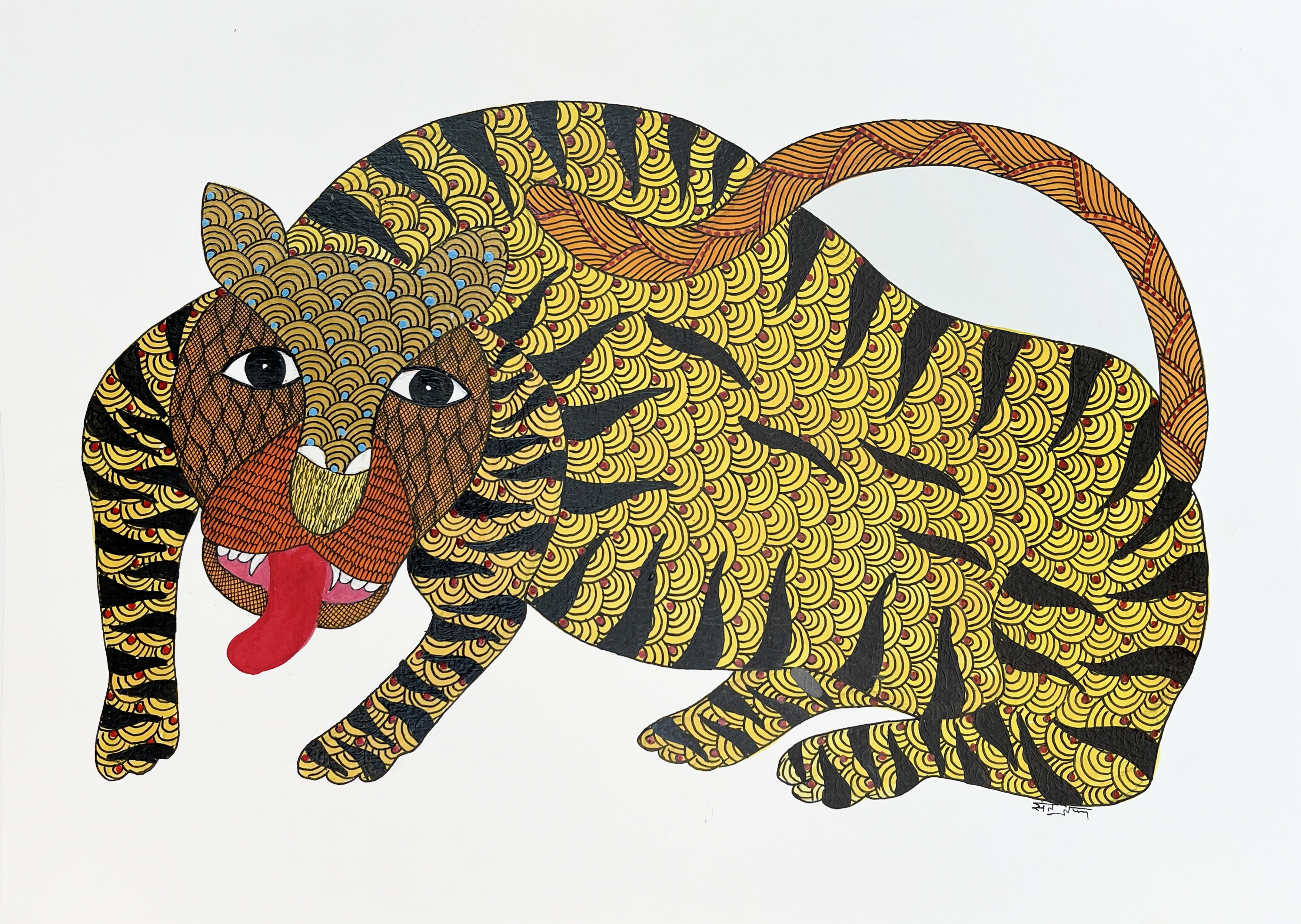 painting of a tiger with a fierce expression