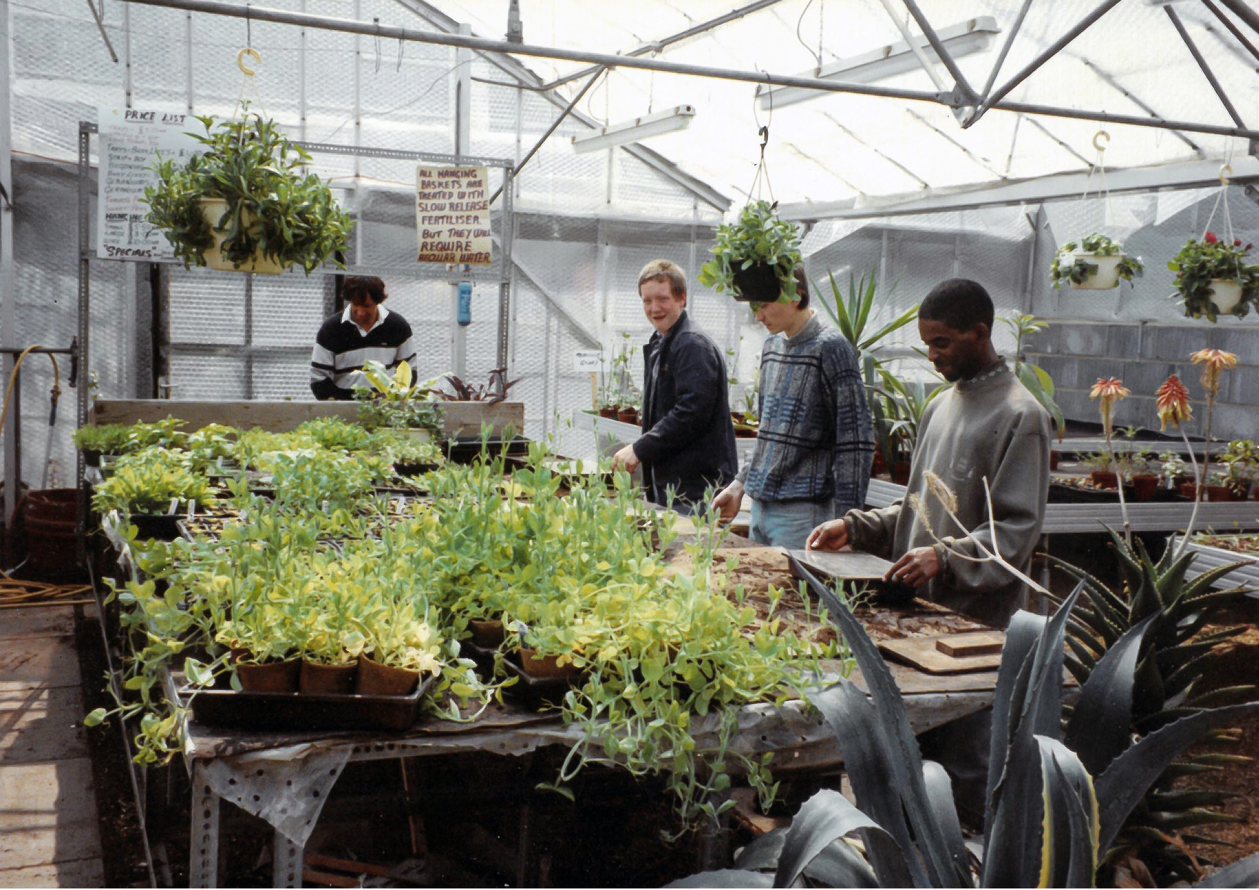 Members of Harington with gardening supplies