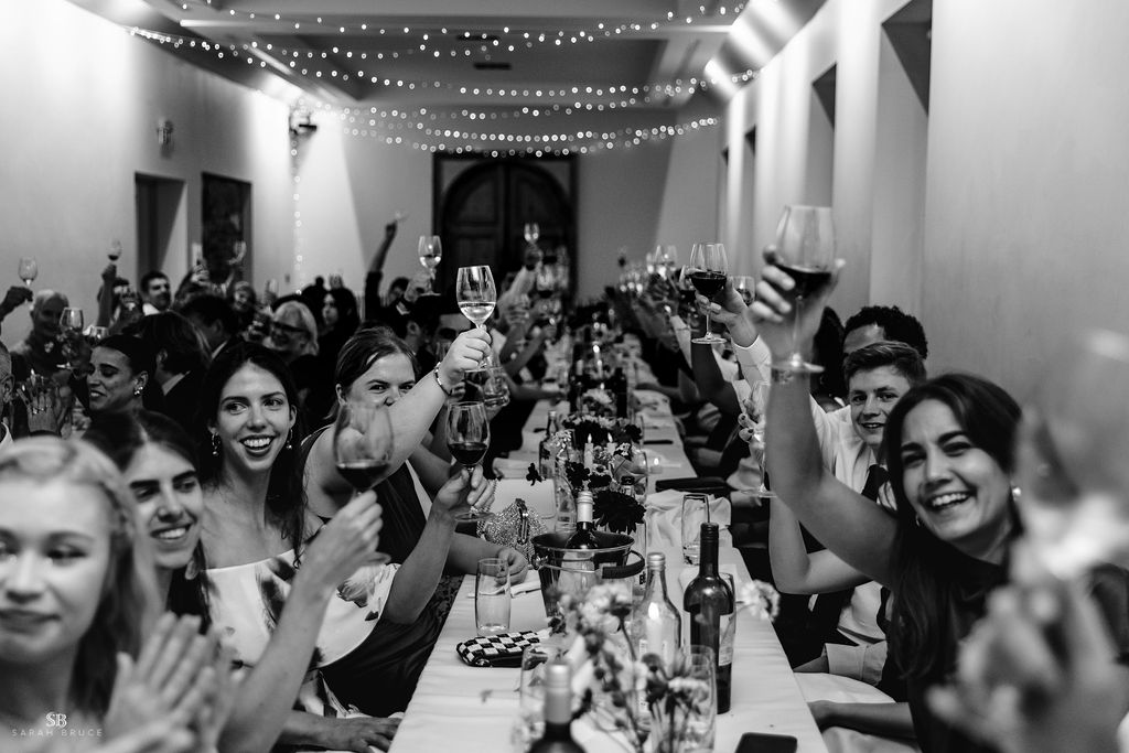O & S guests toasting 