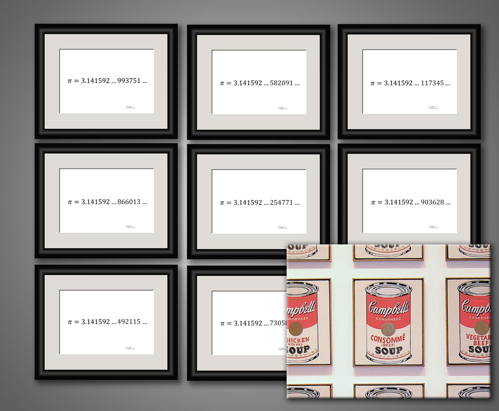 Slices of pi inspired by Andy Warhol's Campbell's soup cans