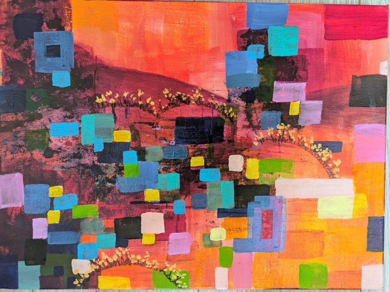 Colourful cubist style painting