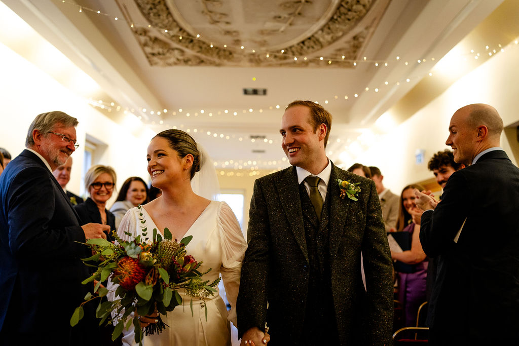 Walking down the aisle married  Credit: Becky Wood Weddings
