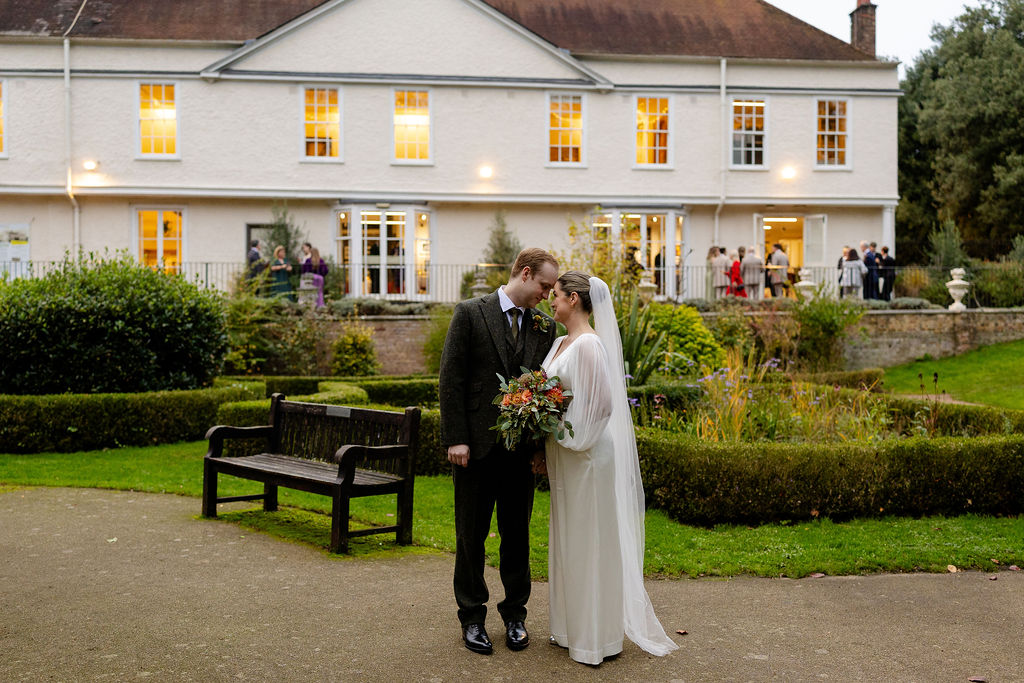 P & J out on the lower terrace credit Becky Wood Weddings