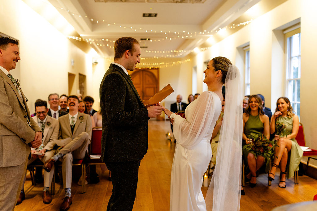 P & J's wedding ceremony in the Long Gallery Credit Becky Wood Weddings