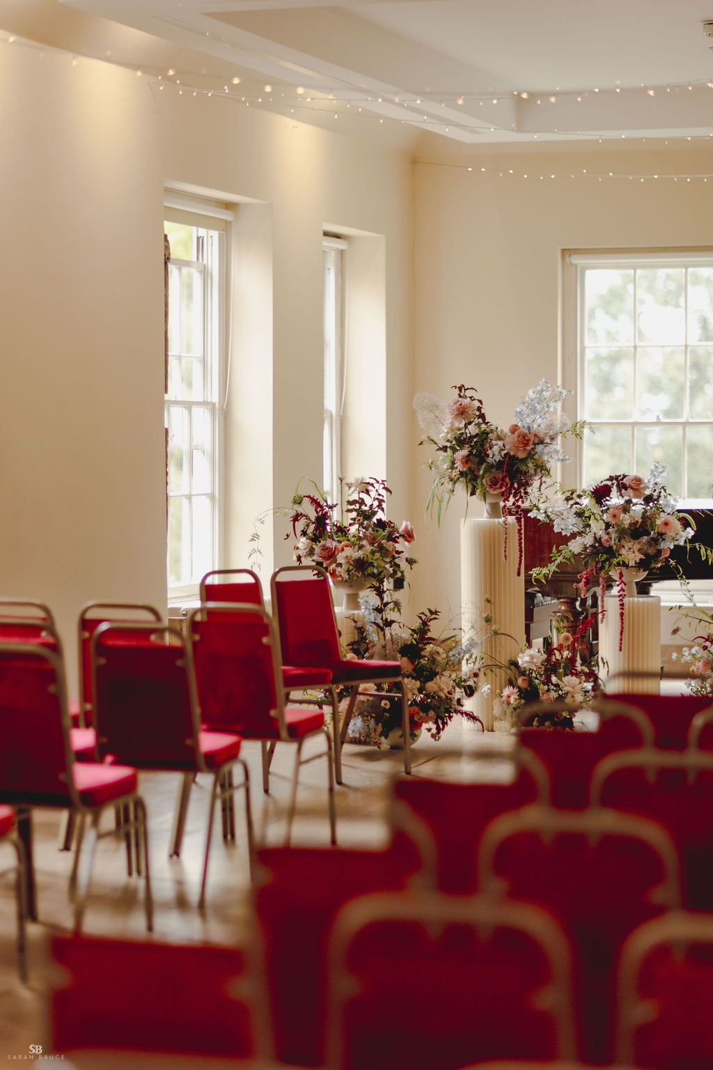Ceremony set-up in the Long Gallery  Credit: Sarah Bruce