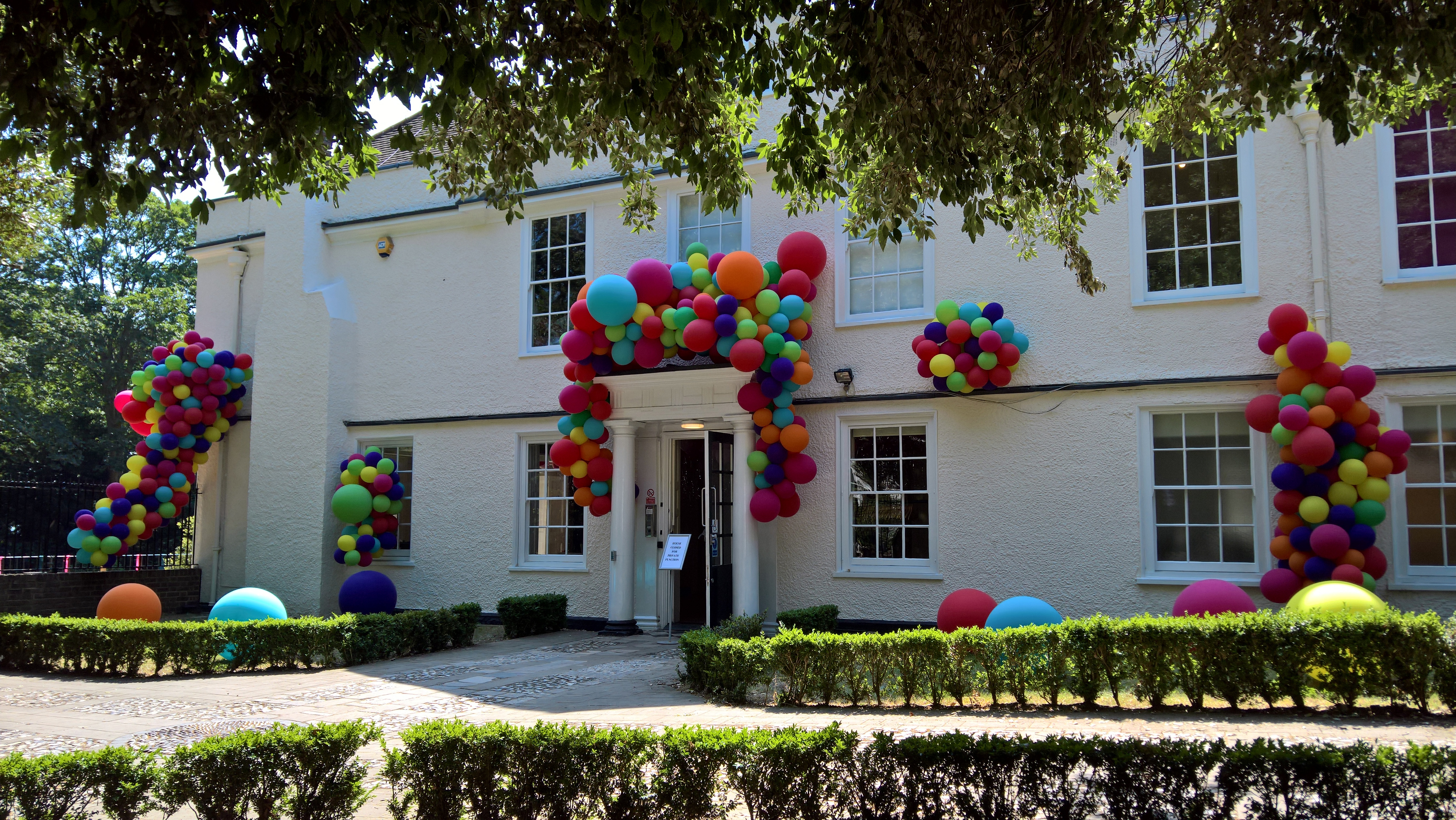Front of Lauderdale House with balloon decorations