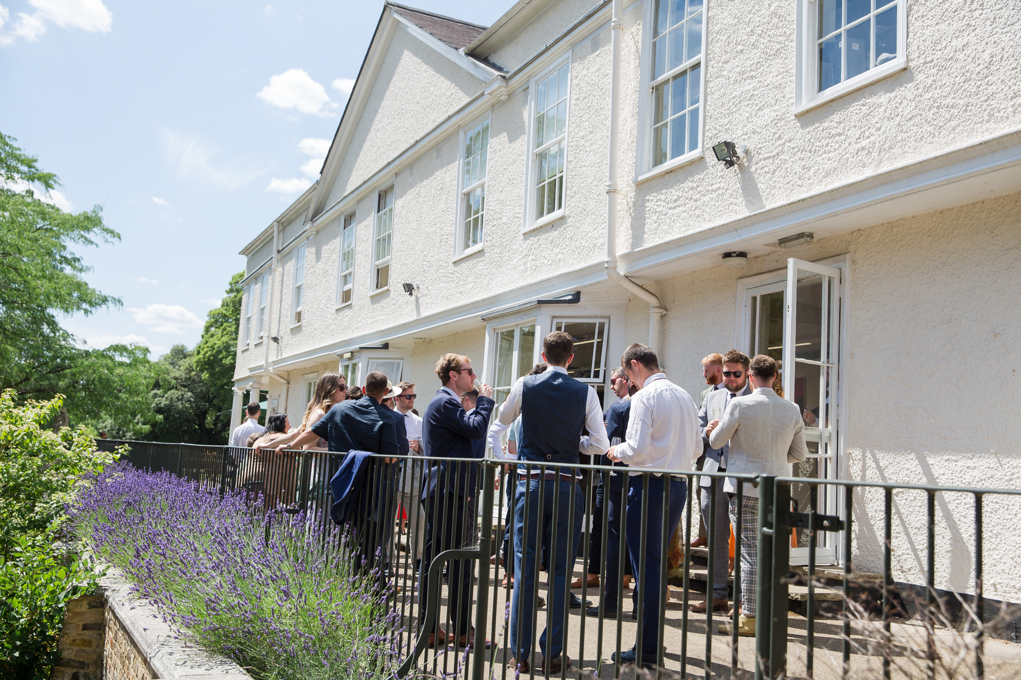 Mingling on the side terrace  Credit: Belinda Burton Photography