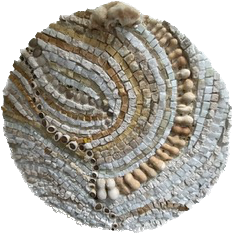 Circle mosaic with cream and grey stones