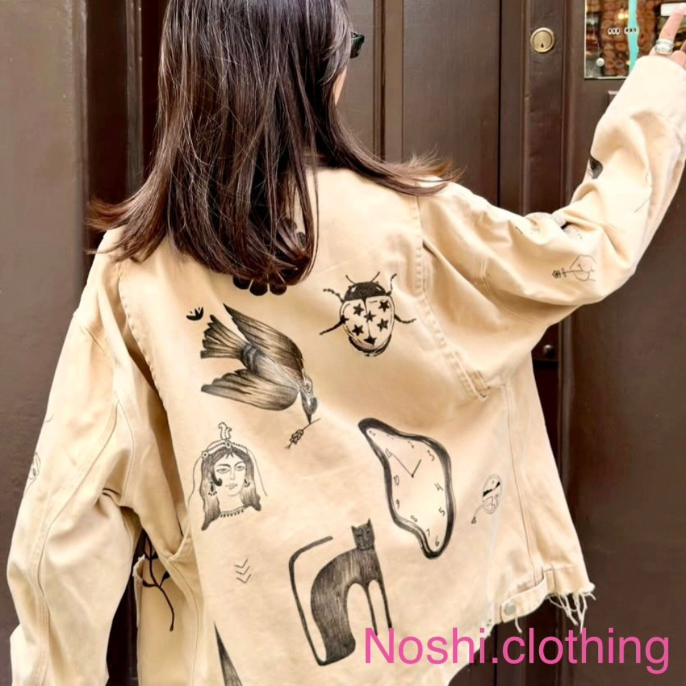 A white jacket with patterns
