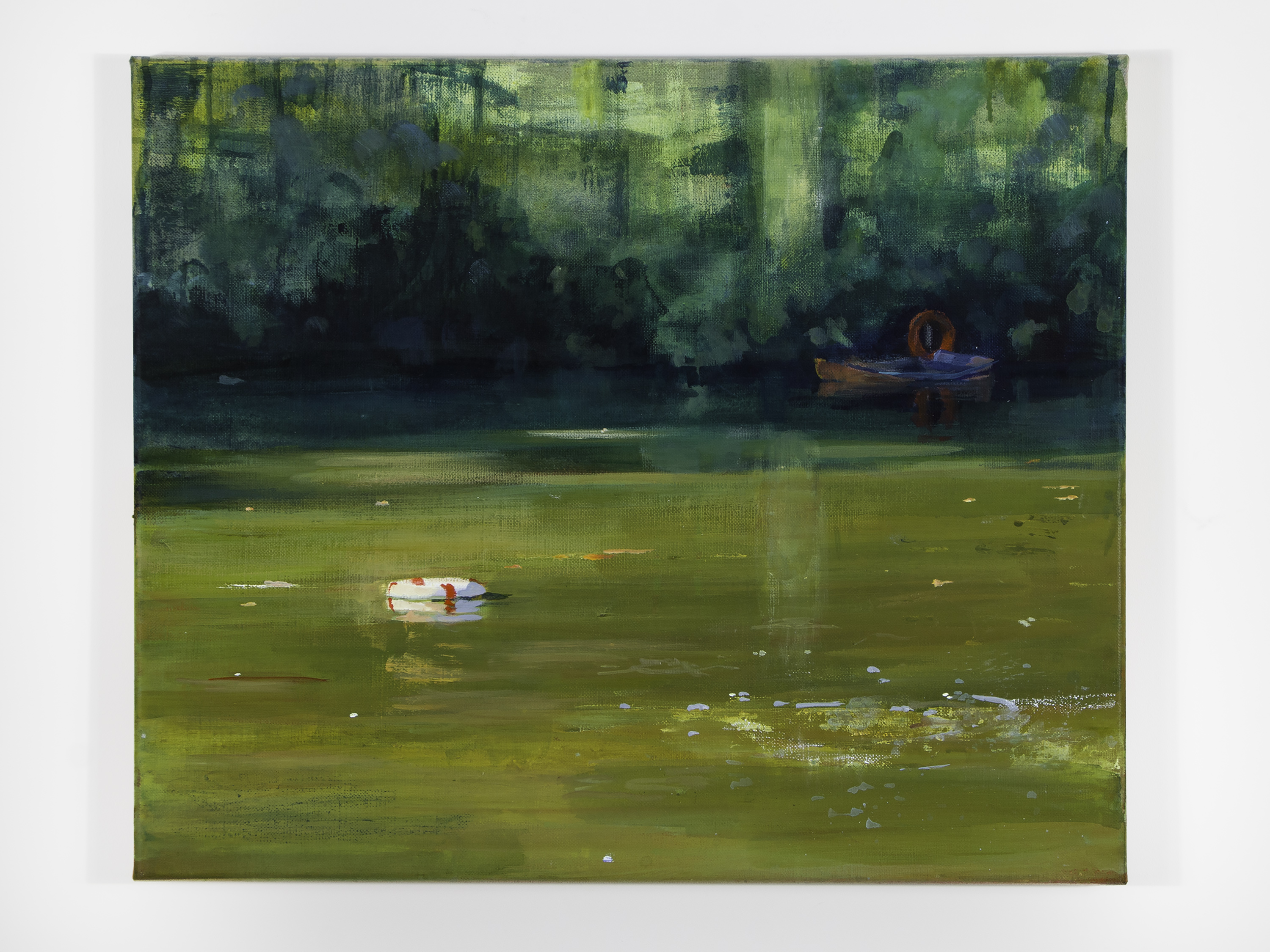 A painting of a pond