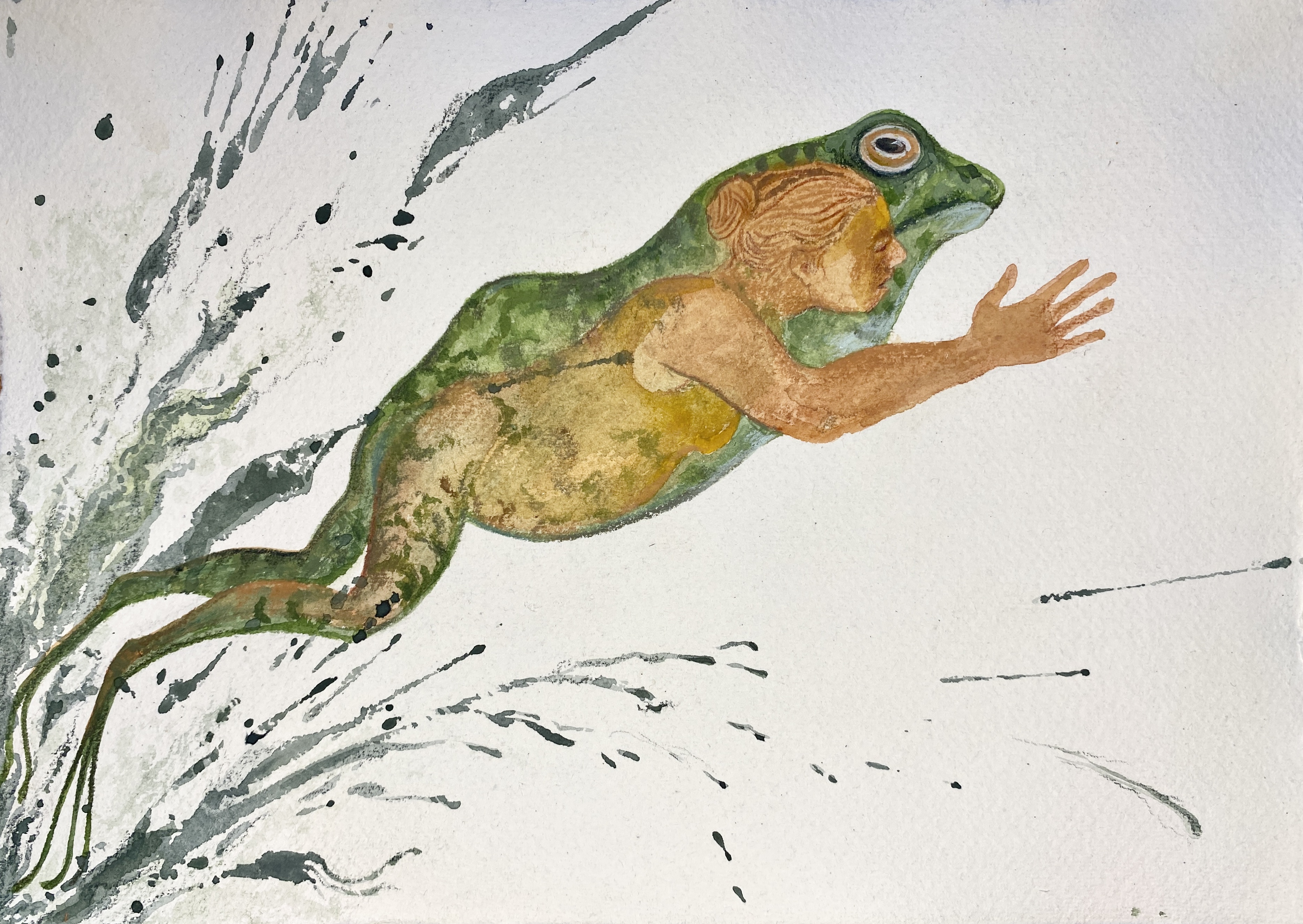 Artwork of a frog hopping