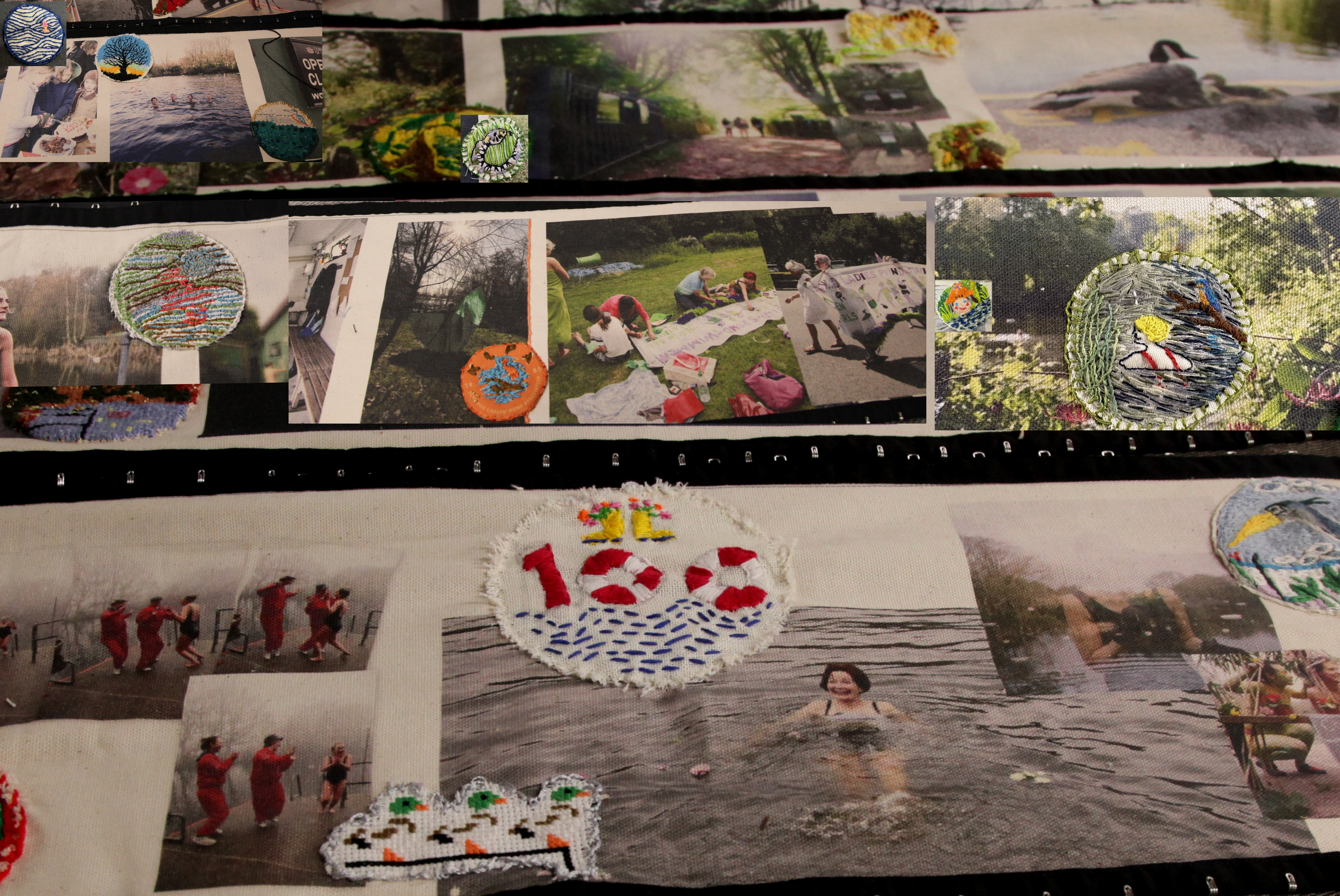 Photo collage of different images related to Kenwood Ladies' Pond