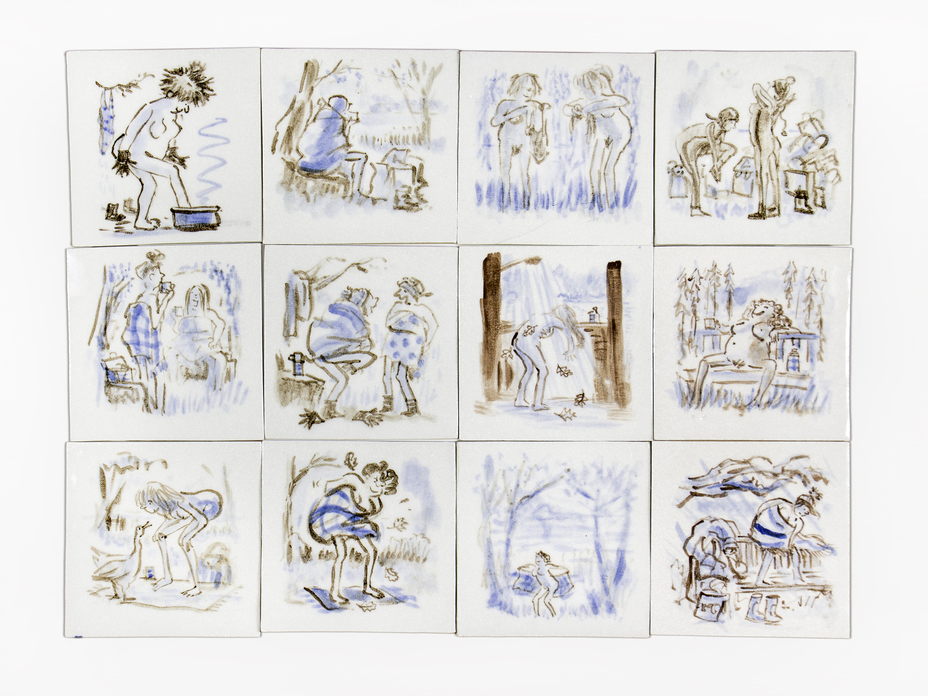 Drawings related to swimming and the Kenwood Ladies' Pond