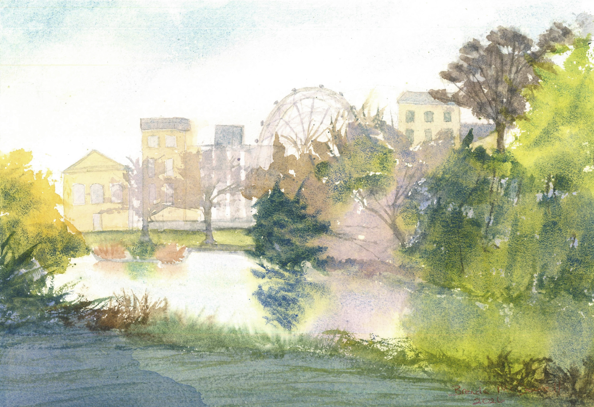 watercolour of st james park lake