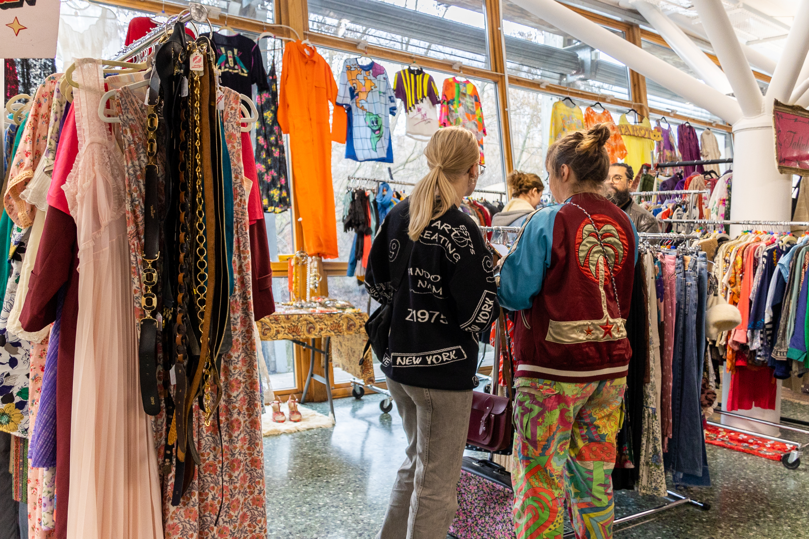 Clothing sale at vintage flea market