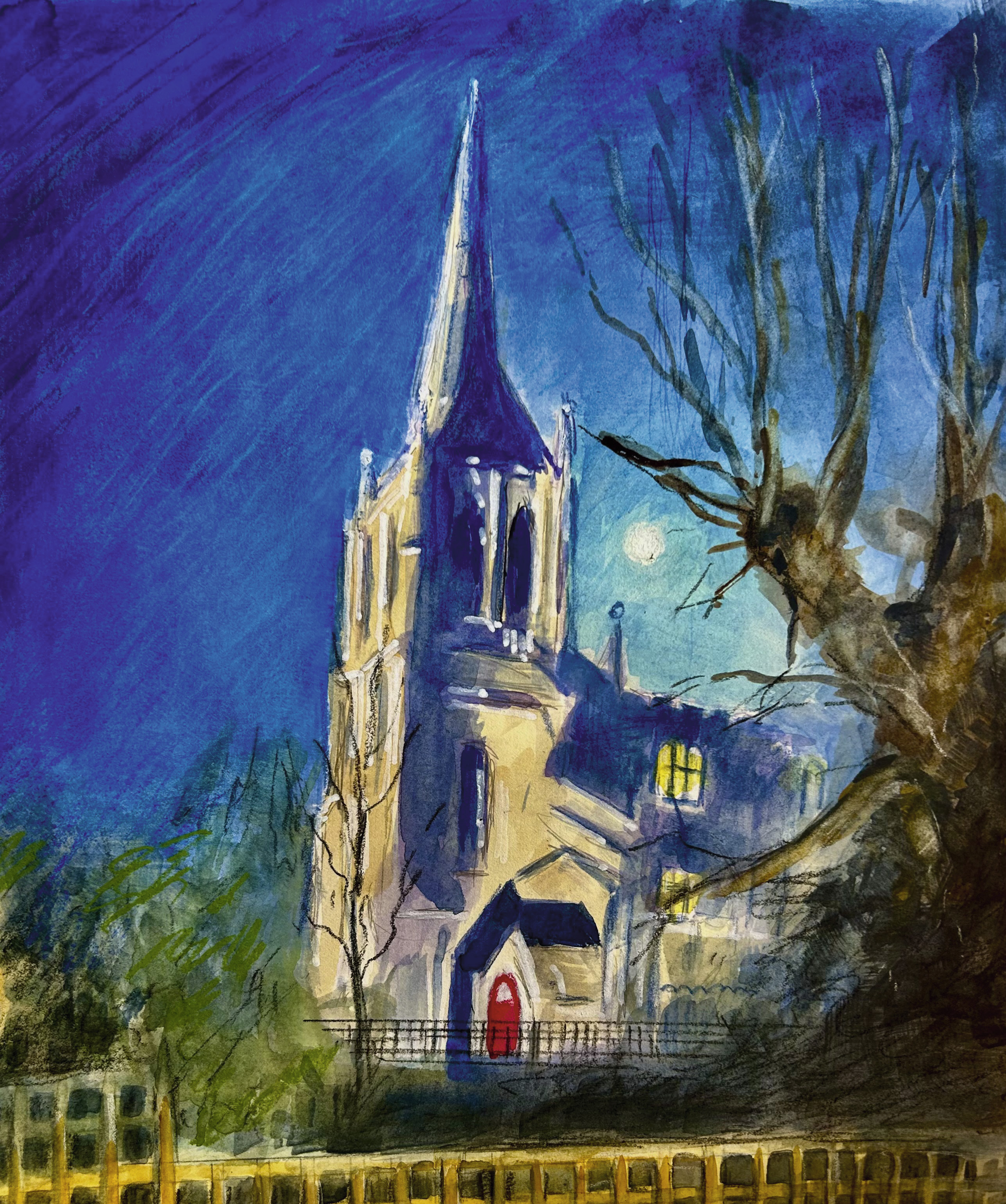 painting of church