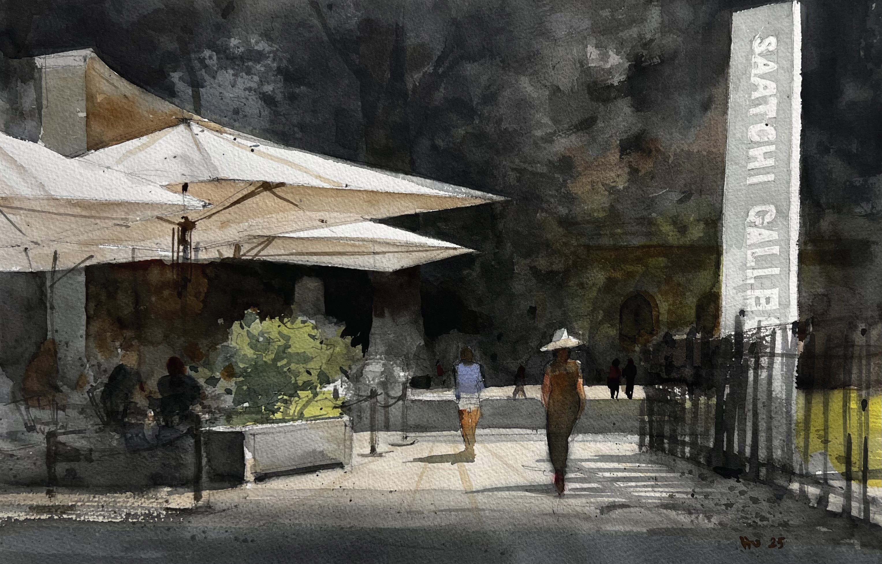 watercolour painting of Saatchi Gallery exterior