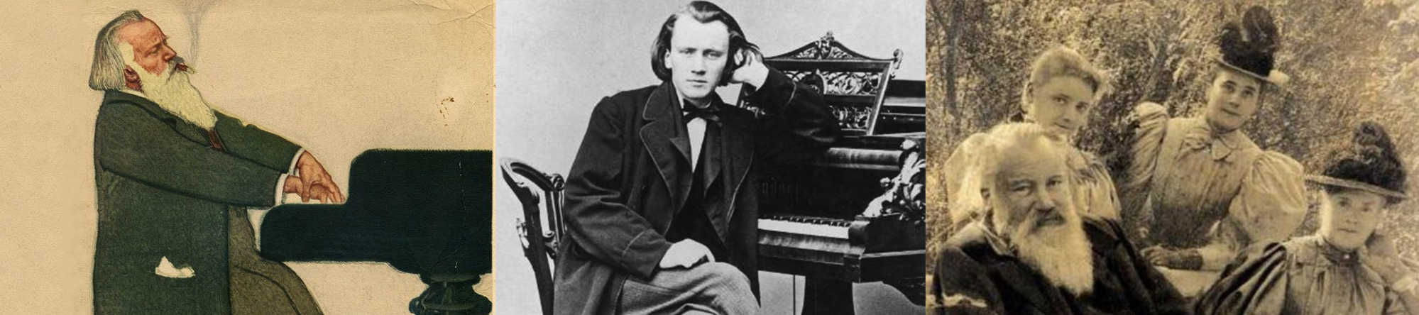 Painting and photograph of Johannes Brahms
