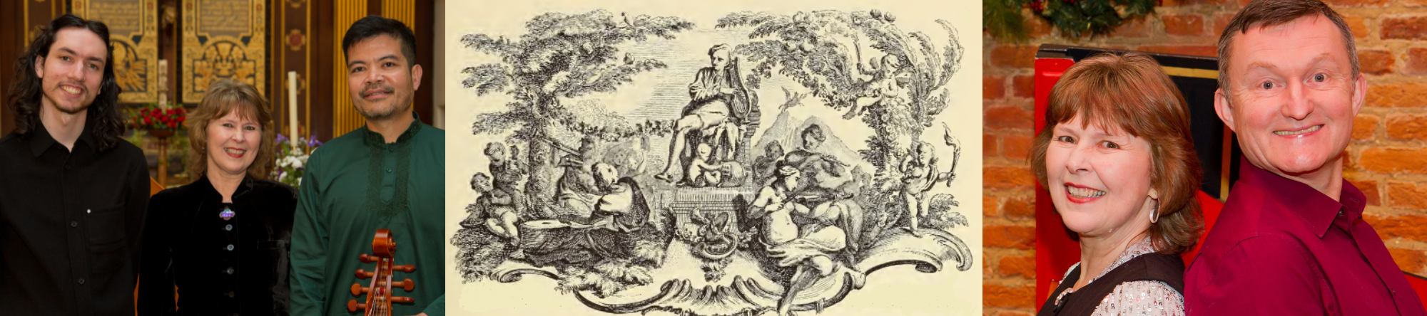 Performers of Linnet Baroque and a print of Handel