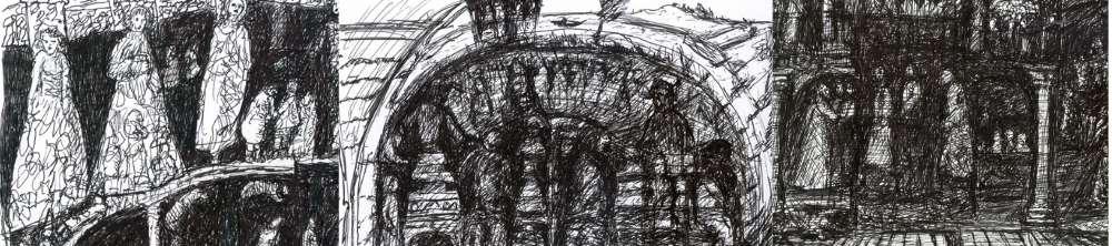 Ink drawings by Peter Gallagher