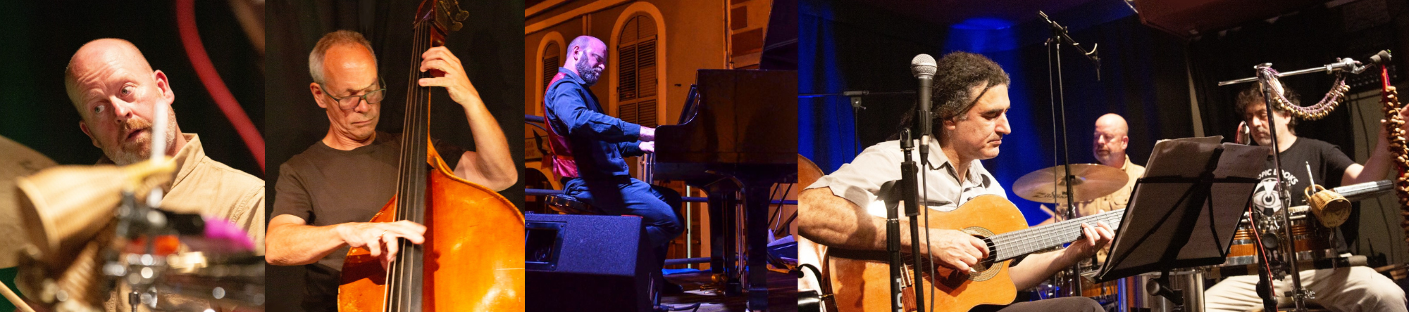 members of the John Crawford Latin Quintet playing together