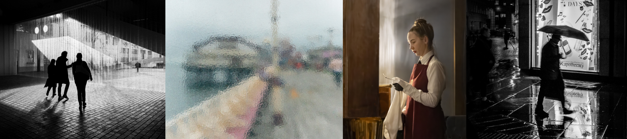 Photo credit (left to right): 2025 winners 'Fondazione Prada, Milano' by Neville Morgan ARPS, ‘Rainy Day of Blackpool Pier’ by Debbie Smyth, 'Vermeer came by' by George Blair, Happy Days by Colin Page