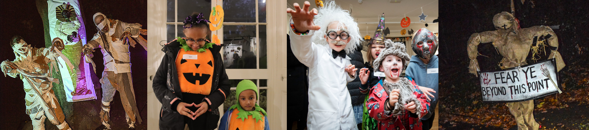 A cast of Halloween characters
