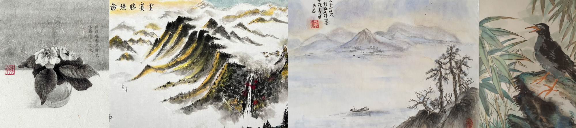 Works in the London Chinese Brushpainters group exhibition