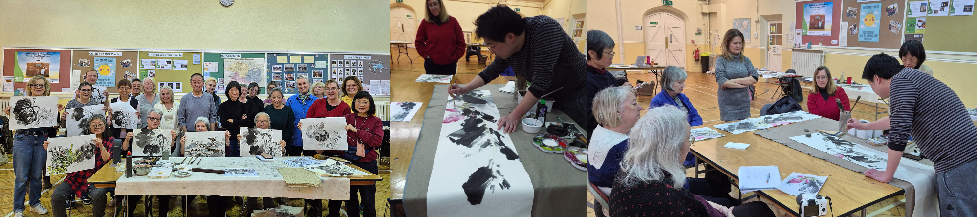 Images of a workshop from the London Chinese Brush Painters Group