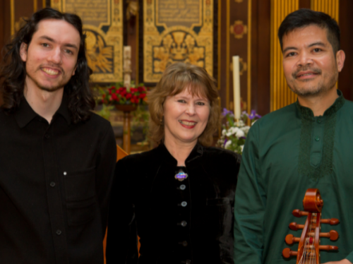 Performers of Linnet Baroque and a print of Handel