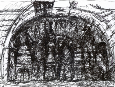 Ink drawings by Peter Gallagher