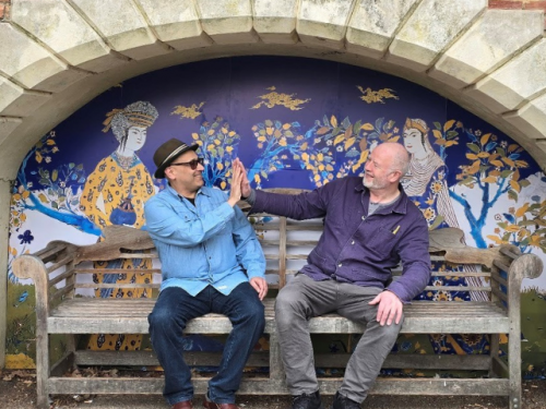 photographs of our  2025 Nowruz Bazaar, bench installation and jazz in the House performance